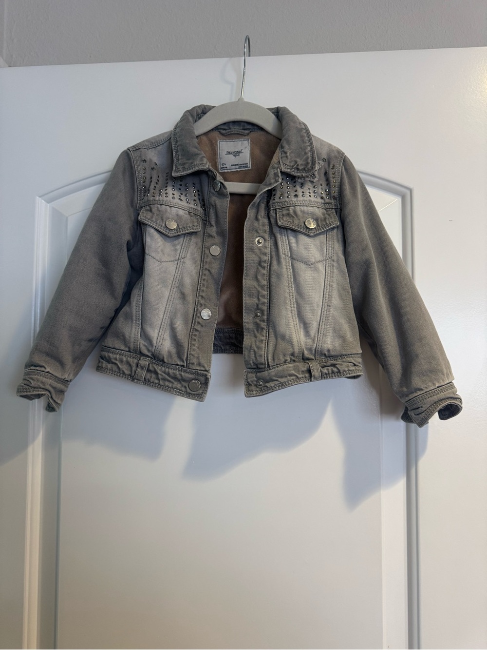 Mayoral Girls' Grey Denim Jacket with Stud Detail size 4